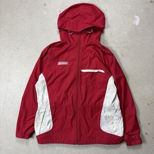 Vintage Columbia Windbreaker Jacket Women’s Large Red White Lightweight